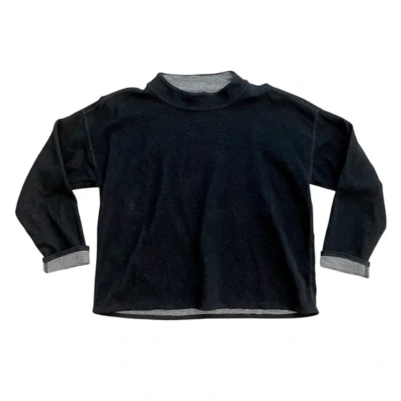 Eileen Fisher Doubleknit Organic Cotton Reversible Mock Neck Top - Picture 3 of 13